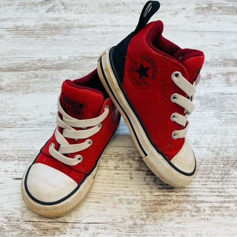 Converse Chick Taylor All Star Soft Size 6 Kids Red Black High-Top Sneakers Worn